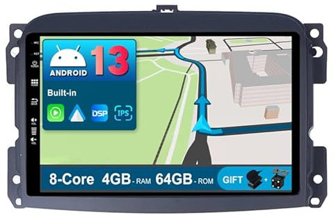 JOYX Android 14 Autoradio Per Fiat 500L (2012-2016) - [4G+64G] - Built-in DSP/Carplay/Android Auto - LED Camera MIC GRATUITI - Supporto DAB Volante 4G WiFi 360-Camera Fast-Boot - 10.1 Pollici - 2 Din