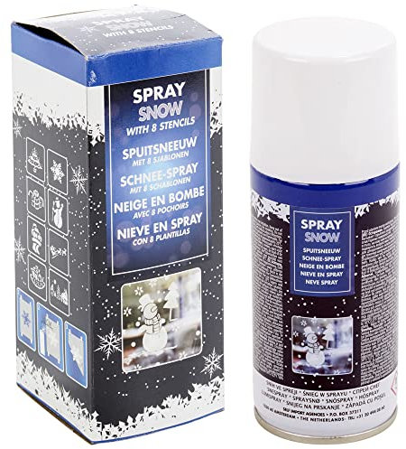 URBNLIVING Spray de nieve falso de 150 ml con plantilla artificial Navidad artesanía invierno festivo diversión