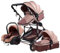 Magic ZC Kinderwagen 3 in 1, Kombikinderwagen 3 in 1 Komplettset mit Umkehrbarem Zwei-Wege-Schub, Buggy mit Zubehör Hohe Landschaft, Faltbarem Tragbarem One-Click-Design (739 Beige)
