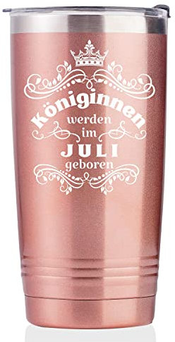 Onebttl Lustige Geburtstagsgeschenk Für Frauen, Freundin, Schwester, Mütter, Tochter, Tante - Thermobecher 590 ml, Kaffeebecher mit Deckel, Roségold, Königinnen Werden im Juli Geboren