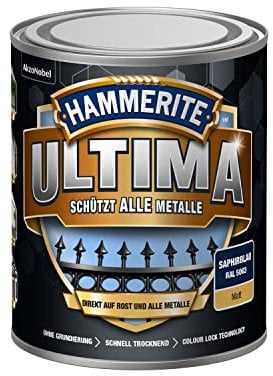 Hammerite Ultima Matt, Metallschutzlack, Saphirblau RAL 5003, 750ml