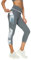 Buepeara Sport Leggings Damen Sporthose mit Taschen, High Waist Tights Laufhose Fitnesshose Für Sport & Alltag -Y2173 3/4 (Blau)/XXL