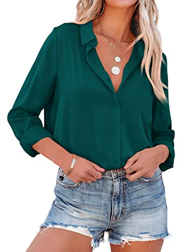 NONSAR Chemise élégante à Manches Longues et col relevé, Blouse pour Le Bureau, Haut décontracté, pour Femme