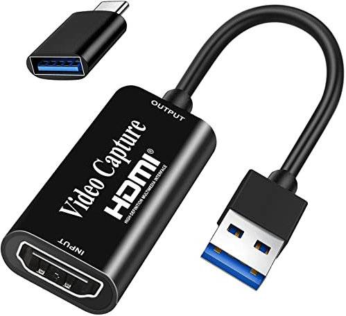 Video Capture Card, Fulfalic 4K HDMI a USB Capture Card, Full HD 1080p Capture Card, HDMI Video Game Capture per la modifica di video/gioco/streaming/lezioni online (nero)