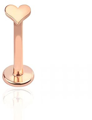 BlackAmazement 316L Edelstahl Labret Ohrstecker Tragus Helix Monroe Piercing Herz Heart Rose Gold Silber Schwarz 6mm 8mm 10mm Damen (Farbe Rosegold - Stablänge 6mm)