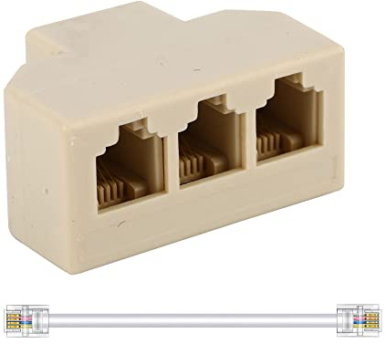 Phone Splitter Way Telephone Adapter RJ11 6P4C Female to Females for Landline and Fax -1Pack (3 Way)