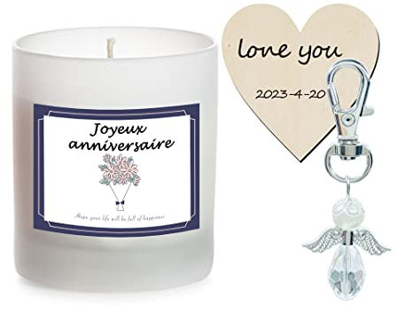 Vela blanca perfumada Feliz cumpleaños de saludos ángel guardián idea regalo de cumpleaños, idea original tarro de cristal regalo mamá personalizado, día de la madre, San Valentín, Navidad