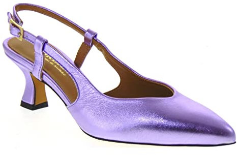 Brera 4303 Slingback Casual Donna Pelle Laminata Lilla Tacco Stiletto 5Cm Suola Gomma