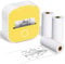 ASprink T02 Mini Drucker mit 3 Papierrollen, Pocket Printer, Etikettendrucker, Sticker, Thermodrucker, Bluetooth, Inkeless für Notizen, Memos, Zeitschriften, DIY