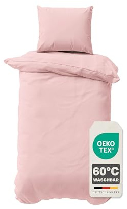 Devior Bettwäsche Set Mikrofaser 155x220 cm, Rosé – 2-teilige Uni Bettwäsche mit Kissenbezug 80x80 cm, Reißverschluss, Bettbezug, Oeko-Tex Zertifiziert, Allergiker geeignet, Atmungsaktiv