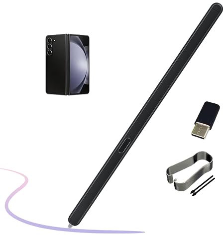 Galaxy S Pen Fold Edition (sansBluetooth) pour Samsung Z Fold5 5G Stylet de Remplacement pour Samsung Galaxy Z Fold5 5G Stylet Tactile avec 2 Pointes/Pointes et convertisseur de Type C (Noir)