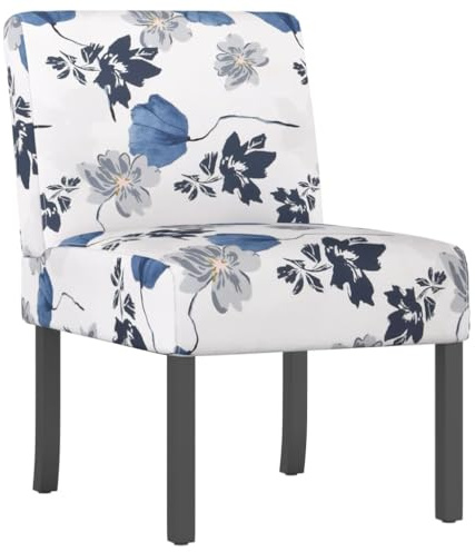 vidaXL Polsterstuhl Blau Blumenmuster Stoff