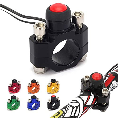 Interruttore Manubrio Moto 7/8 22mm, Universale On Off Waterproof Con Pulsante Avviamento e Piastra di Montaggio per ATV, Scooter, Quad, Motocross, Mini Moto, Off Road