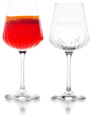 2 Stück Original Campari Stiel-Glas Stiel-Gläser Cocktailglas Cocktailgläser Set, Transparent