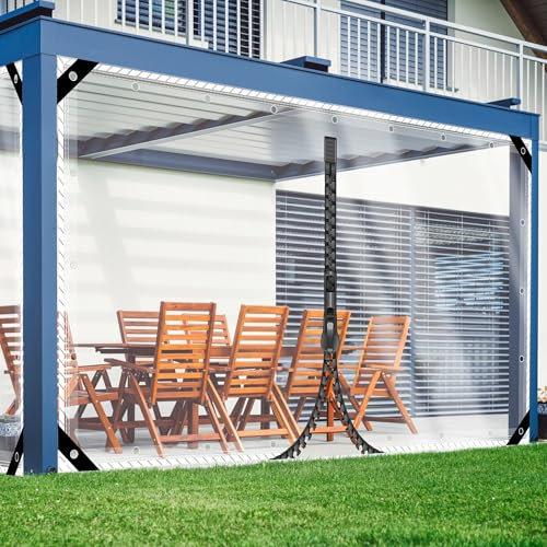 SSFMSF Transparente Plane, Transparente Plane Mit LöChern Durchsichtig Seitenteile Pavillon Es Gibt Einen ReißVerschluss AußEnbereich Faltbar Uv-BestäNdig Pflanzenisolierung. (2.5 * 4m|400g/m²)