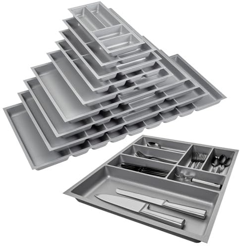 Orga-Box 2 Besteckeinsatz Tiefe: 461 x Breite: 509 mm silbergrau mit Canvas Struktur für 60er Nobilia Schublade bis 07/2012 (BITTE MESSEN SIE IHR SCHUBLADENINNENMAß!)