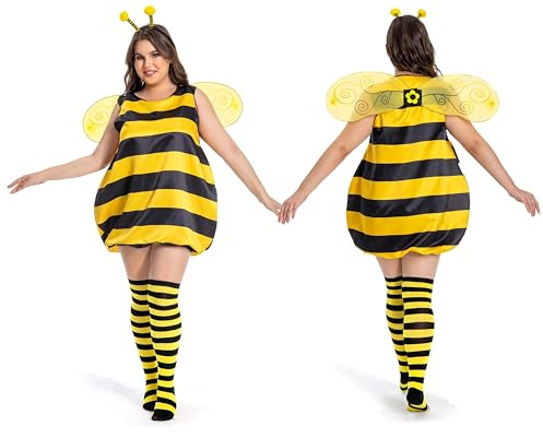 Fairycos Große Größen Bienen Kostüm für Damen Erwachsene 34-60