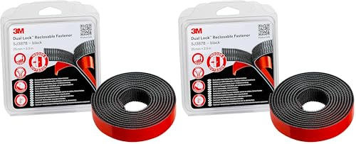 3M Dual Lock SJ387B, solutions de fixations amovibles - excellente adhésion à la plupart des peintures poudre, Métaux, verre, bois vernis, Polycarbonate, ABS - noir, 25mm x 2.5m, 6.1mm (1 blister)