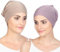 Wisebom 2 Stücke Chemo Mütze Damen, Dünne Beanie Mütze Lila Khaki, Chemo Hut Weich Leicht, Schlafmütze Haarausfall für Frauen Damen
