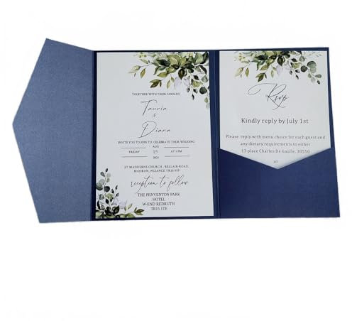 MillaSaw Einladungskarten blau 5 x 7 cm mit Umschlag für Hochzeit Brautdusche Geburtstag Dankeskarte 25 Stück (blau)