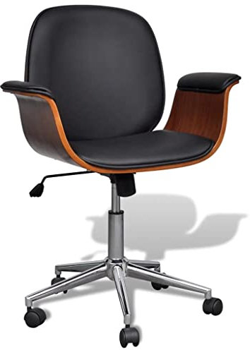 WEMYUFURN Drehbarer Armlehnstuhl Bugholz und Kunstleder, Bürostuhl, Arbeitsstuhl, Ergonomischer Bürostu für maximalen - Bürostuhl für den Arbeitsplatz oder das Homeoffice