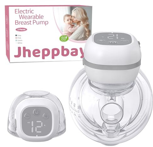 Jheppbay Double Electric Breast Pumps - 12 Levels & 3 Modes Wearable Breast Pump Hands Free BPA Free with LCD Display, Painless Low Noise Portable Wireless Breast Pump with 21mm/24mm Flanges