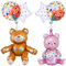 6 Pezzi Palloncini Orsetto, Giganti Palloncini Foil Orsetto, XXL Palloncini Foil Rotondi Happy Birthday, Palloncino Marrone Rosa Orsetto per Bambini Tema Feste Compleanno Decorazioni