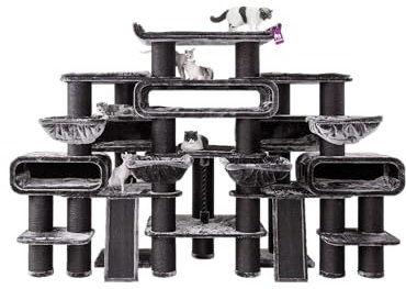 Petrebels Maine Coon Kratzbaum XXXL Norwegian 200 cm hoch, Designer Kratzbaum für große Katzen, 123 x 325 x 200 cm, Farbe Schwarz