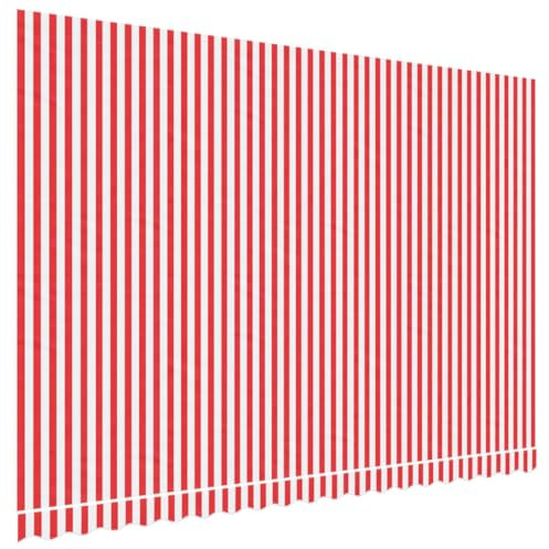vidaXL - 4.5x3m Red and White Striped Awning Replacement Fabric with PU Coating, UV and Water-Resistant for Outdoor Use