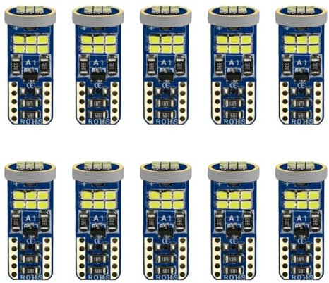 ATJTYSX 10 Stück Auto Innen Beleuchtung, 1MM 624 Lumen Led Innenbeleuchtung Auto, Auto LED Innenbeleuchtung, Weiß, 12V, 1W, Innenraumbeleuchtung Birne, Innenraum Lampen, Einfach zu Verwenden