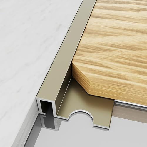 Abschlussleiste Fliesen Lang 125CM*2 Stück Fliesenabschlussprofil Vierkant Profil Abdeckleiste Winkelprofil Holz/Laminat/Vinyl/Fliesen For Zuhause, Büro, Hotel(Champagne gold,W:10MM)