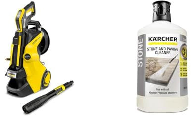 Kärcher K 5 Premium Smart Control Pressure Washer, Pressure: max. 145 bar, Flow Rate & 62957650 3-in-1 Stone Plug and Clean, Black, Unscented, 1L