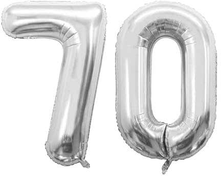 Geburtstag zahlen Luftballon 70 jahre-Silber XXL Jumbo Folienballon 40 Zoll – 101 cm Luftballons 70 Geburtstag Junge Mädchen Babyparty Geburtstagsdeko Jubiläumsparty Dekoration