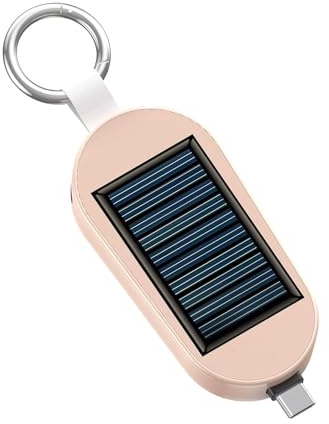 Solar Charger Portable Charger Solar Key Chain Mobile Phone Charger 3000 mAh Portable Mobile Solar Power Bank Phone Tablet Keychain Charger Type C with Carabiner Emergency Power Supply