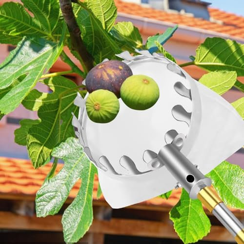 Fruit Picker Tool, 8 10 13 Ft 20 33 Feet Extendable Pole Fruit Harvester Gatherer for Big Fruits Lemon Mango Orange Peach with Long Handle & Storage Bag, Portable Gathering Tool Collection Stick(Yello