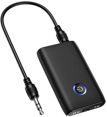 Rynli Bluetooth 5.0 Transmitter and Receiver, 2-in-1 Wireless 3.5mm Adapter, Low Latency Mini Portable 3.5mm Jack Bluetooth Adapter, Bluetooth Transmitter Ideal for TV, PC, Car AUX Bluetooth Receiver
