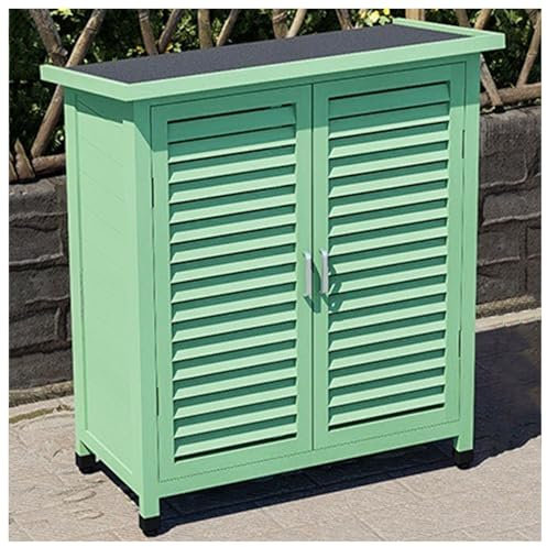 Outdoor Potting Bench Table with Storage Cabinet Wood Workstation for Garden Patio Lawn Waterproof Tool Shed for Backyard Area