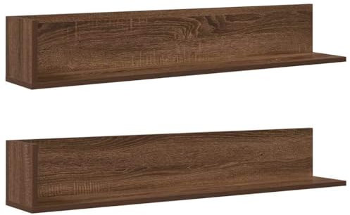vidaXL Wall Shelves Set - Brown Oak Engineered Wood - Floating Hanging L-shaped Decorative Storage - 100x16.5x16.5 cm