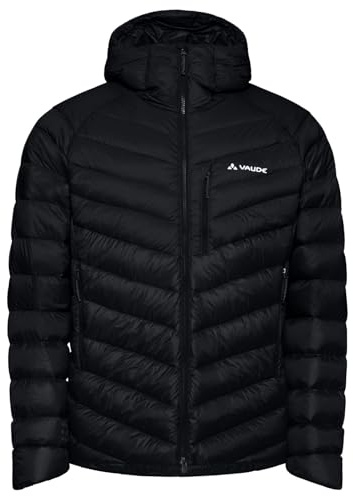 VAUDE Herren Daunenjacke Monviso Down Hooded Jacket, Hochleistungsdaunenjacke, sehr leicht, exzellente Wärmeleistung, atmungsaktiv, black, L