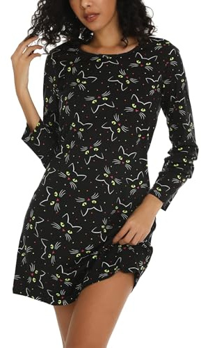 MIA LUCCE Chemises de nuit pour femme UK, Nuisettes pour femme avec imprimé, Pyjamas d'été à col rond pour femme - Vêtements de nuit et de détente pour femme, L