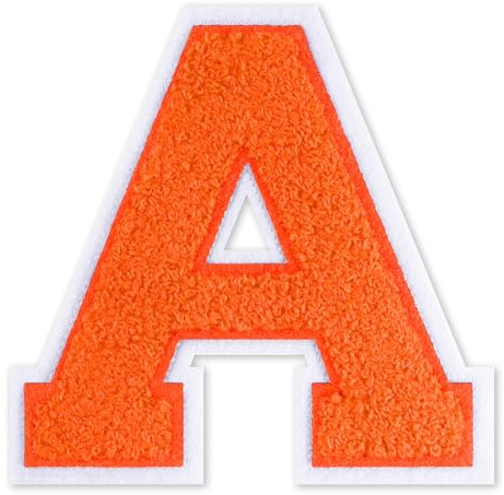 QianSiLi 4.5 Inch Chenille Iron On Letters for Clothes Varsity Letter Patches Embroidered Patch Iron On Patches for Clothing Varsity Jacket Hoodie (Orange,A)