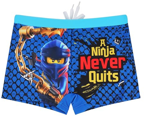 LEGO Ninjago Badehose für Jungen, Schwimmshort, Größen 116-140 (DE/NL/SE/PL, Numerisch, 110, 116, Regular, Dunkelblau)