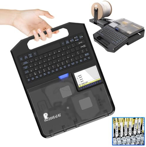 300DPI Industrial Label Maker Kit, Cable Id Printer, Portable Handheld Label Printer + Ribbons and Stickers, Automatic Cutting, Power Off Memory, for Heavy-Duty Labelling Jobs,Computer