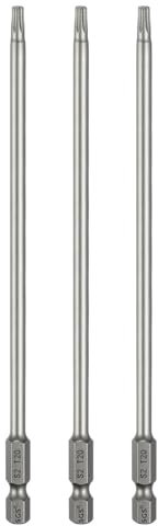 sourcing map 3pcs T20 Torx Head Screwdriver Bit 1/4 Hex Shank 6 (150mm) Long Magnetic No Hole Tip Tamper Proof 6 Point Star Screw Driver Drill Bits S2 Steel Industrial Power Screwdrivers