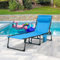 Foristrail Klappbares Chaiselongue-Bett für Terrasse, strapazierfähig, Tragkraft, 180 kg, tragbar, verstellbar, mit Kissen für Pool, Camping, Sonnenbaden, flaches Design (blau)