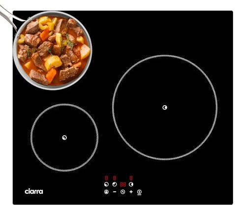 CIARRA Plaque de Cuisson à Induction, 3 Foyer, 5600W, Commande Tactile, Minuterie, Verrou Enfants, Noir, AWBBIH3-F