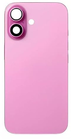 Glass Back Compatible With Phone 16 Plus Pink Plain with Camera Lens No Logo