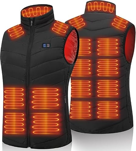 Onherm Beheizbare Weste Damen mit Powerbank 10000mAh, Beheizte Weste Damen Heizweste Jacke mit 6 Heizzonen und 3 Temperaturen(45℃-65℃), Schlanke Damen Wärmeweste für Outdoor Skifahren Arbeit