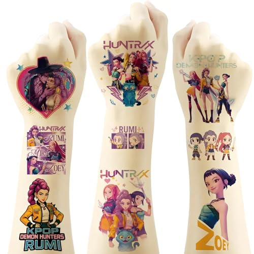 8 Blätter Demon Hunt Tattoos, Cartoon Temporäre Tattoos Stickers Set Wasserdichte