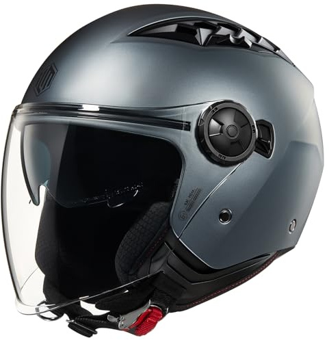 ILM Motorradhelm Jethelm Retro Damen Herren HS399 | ECE22.06 geprüft, Open Face 3/4,Doppelvisier,waschbares Innenfutter, für Erwachsene,Motorrad Roller Scooter Cruiser